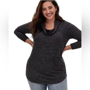 TORRID Gray‎ Super Soft Plush Cowl Neck Raglan Tunic Sweatshirt Sweater - 4X